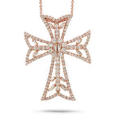 2.34ct 18k Rose Gold Diamond Cross Necklace
